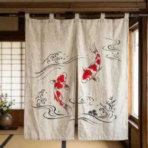 Rèm Noren cá Koi treo cửa phong cách Nhật Bản