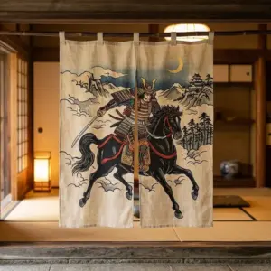 rèm noren samurai nhật bản treo cửa vải linen vải bố