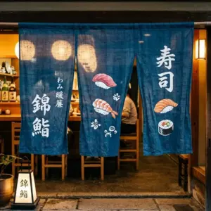 rèm noren sushi treo cửa nhà hàng nhật bản