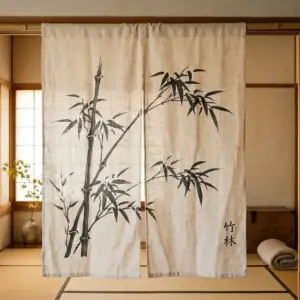 rèm noren tre trúc zen nhật bản treo cửa phong cách nhật